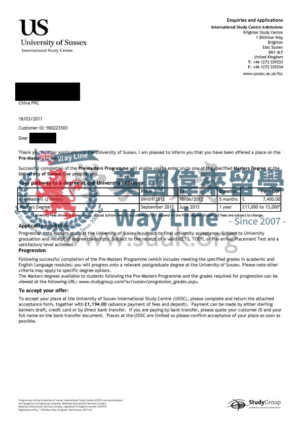 英國薩塞克斯大學碩士預科