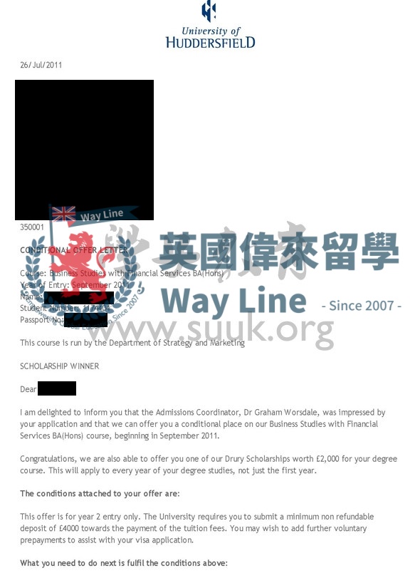 英國哈德斯菲爾德大學商務和金融服務學本科大三