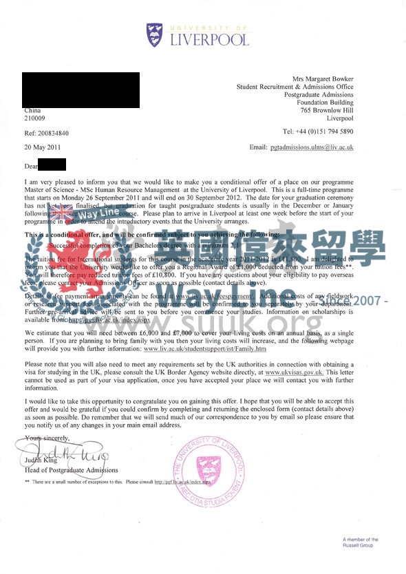 英國利物浦大學人力資源管理學碩士