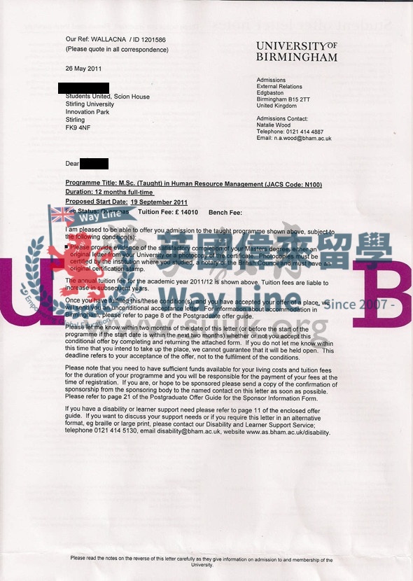 英國伯明翰大學人力資源管理學碩士