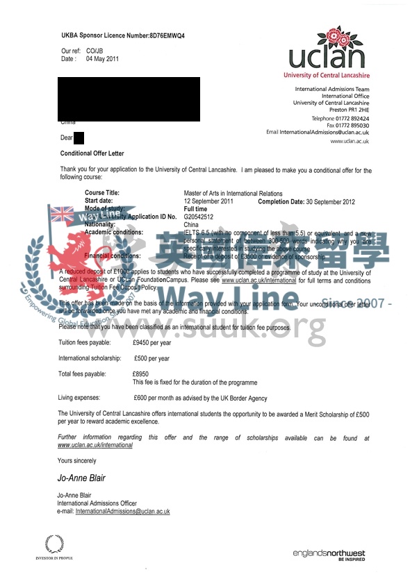 英國中央蘭開夏大學國際關係學碩士