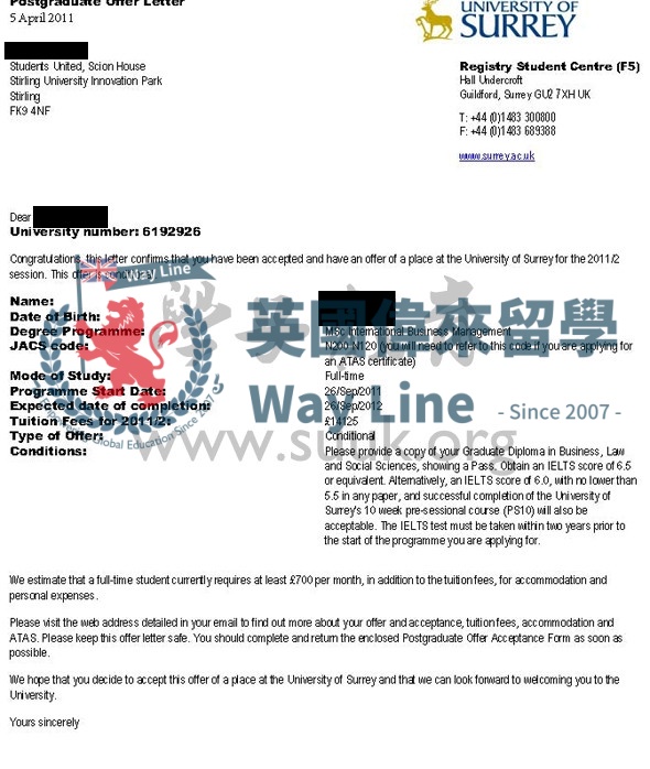 英國薩里大學國際商務管理學碩士