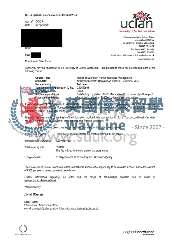 英國中央蘭開夏大學人力資源管理學碩士