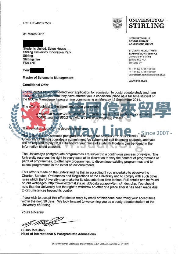 英國斯特林大學管理學碩士