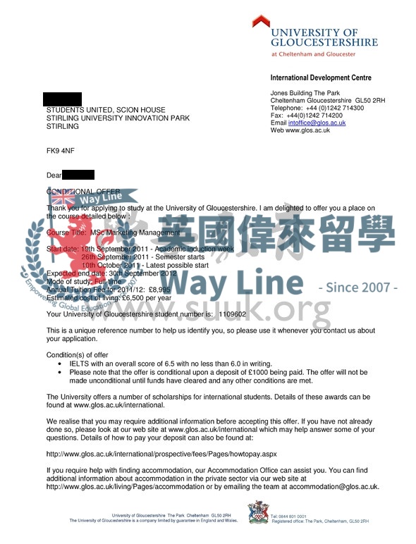 英國格洛斯特大學市場營銷管理學碩士