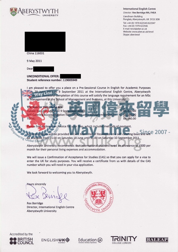 英國阿伯里斯特維斯大學英語語言課程