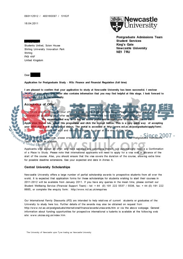 英國紐卡斯爾大學金融和金融規則學碩士