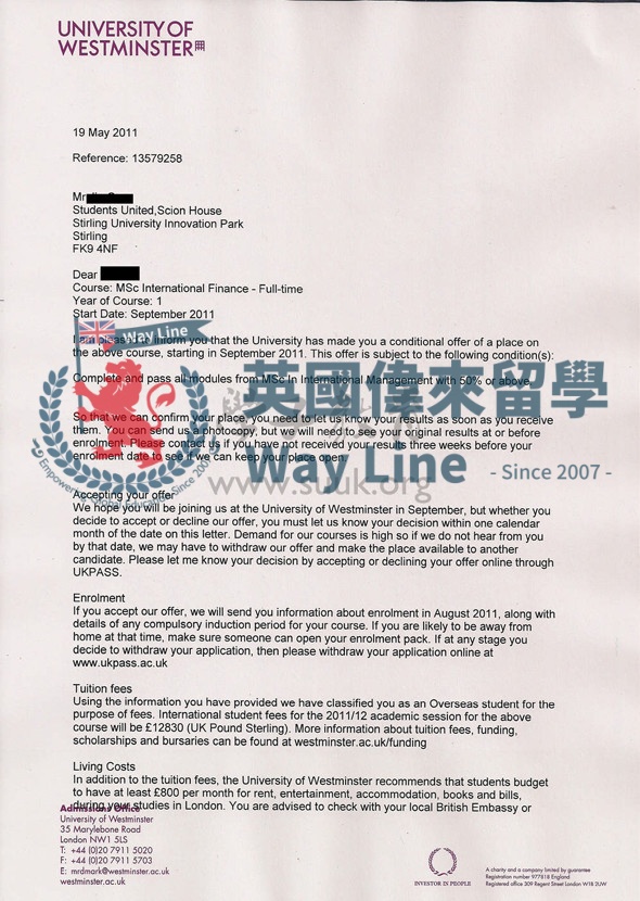 英國威斯敏斯特大學國際金融學碩士