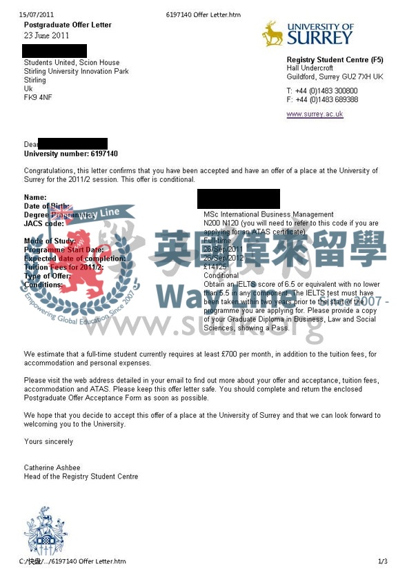 英國薩里大學國際商務管理學碩士