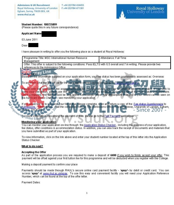 英國倫敦大學皇家霍洛威國際人力資源管理學碩士