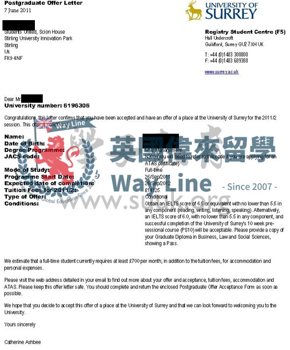 英國薩里大學管理學碩士