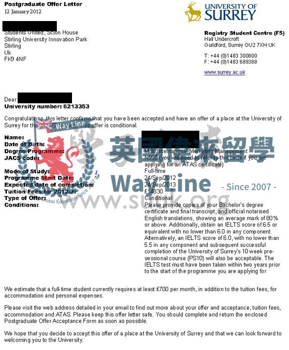 英國薩里大學國際市場管理學碩士