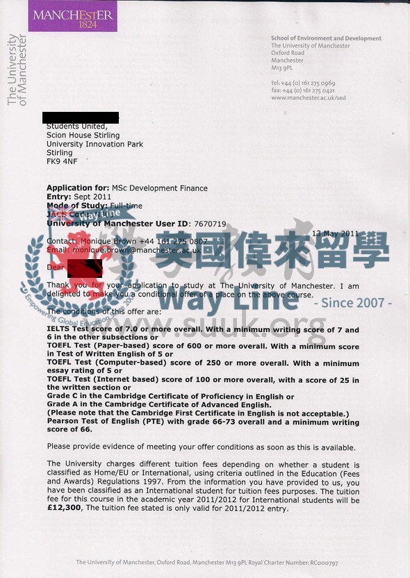 英國曼徹斯特大學發展金融學碩士