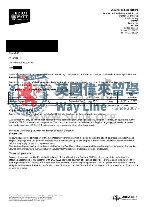 英國赫瑞瓦特大學碩士預科