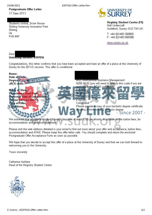 英國薩里大學國際商務管理學碩士