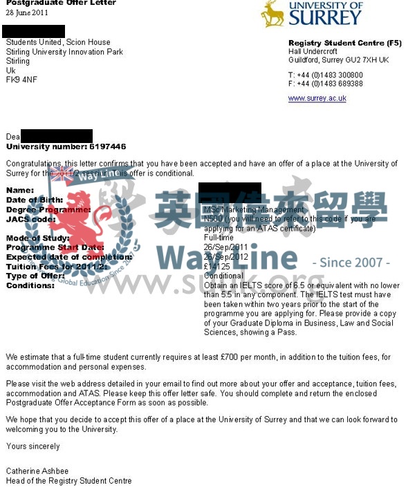 英國薩里大學市場管理學碩士