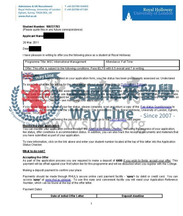 英國倫敦大學皇家霍洛威大學國際管理學碩士