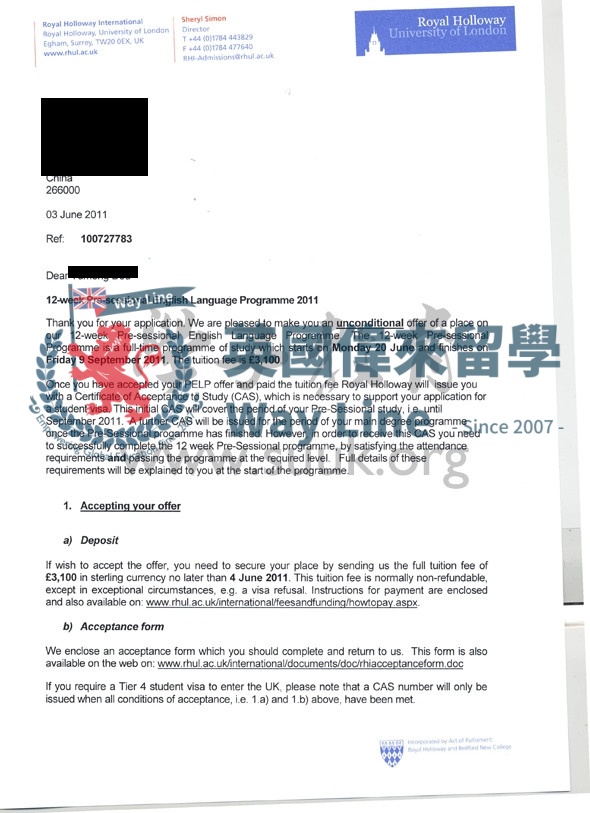 英國倫敦大學皇家霍洛威12周英語語言課程