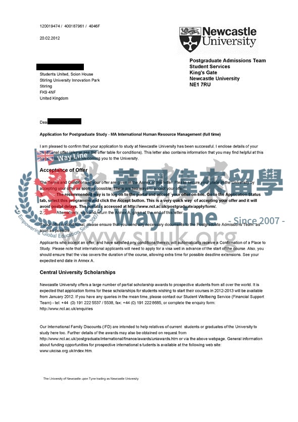 英國紐卡斯爾大學國際人力資源管理學碩士