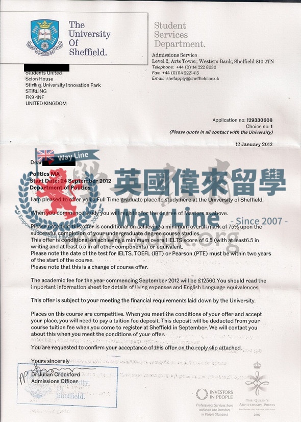 英國謝菲爾德大學政治學碩士