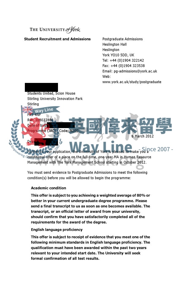 英國約克大學人力資源管理學碩士