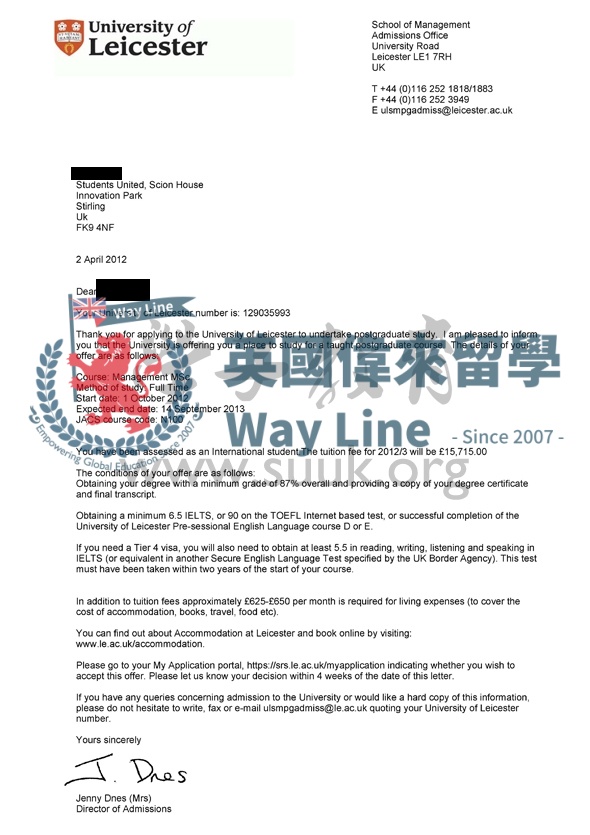 英國萊斯特大學管理學碩士