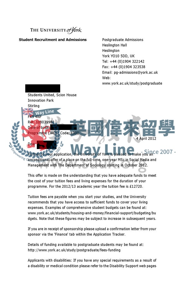 英國約克大學社會傳媒和管理學碩士