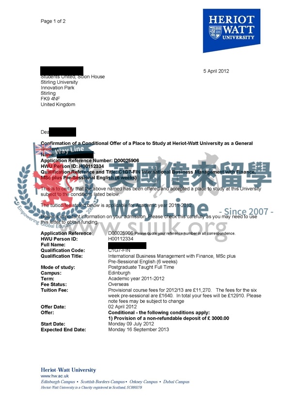 英國赫瑞瓦特大學6周英語語言課程