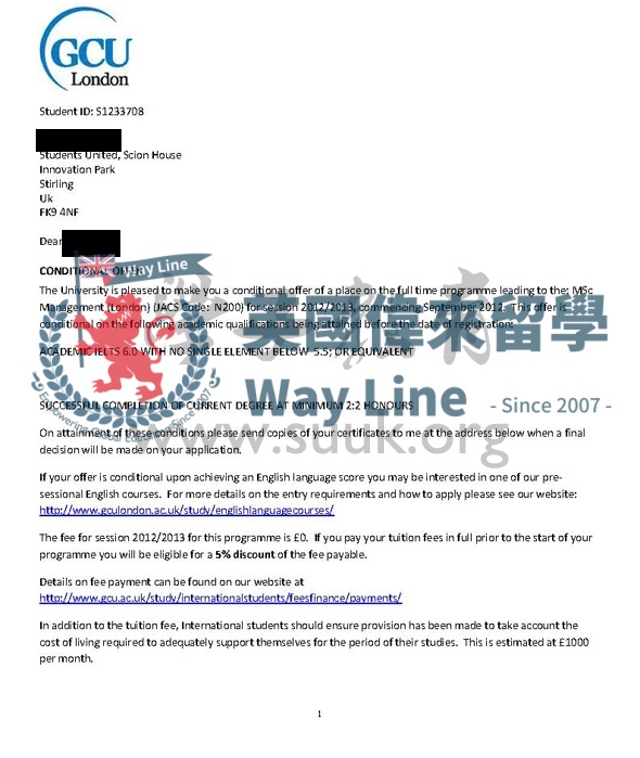 英國格拉斯哥喀裏多尼亞大學倫敦校區管理學碩士