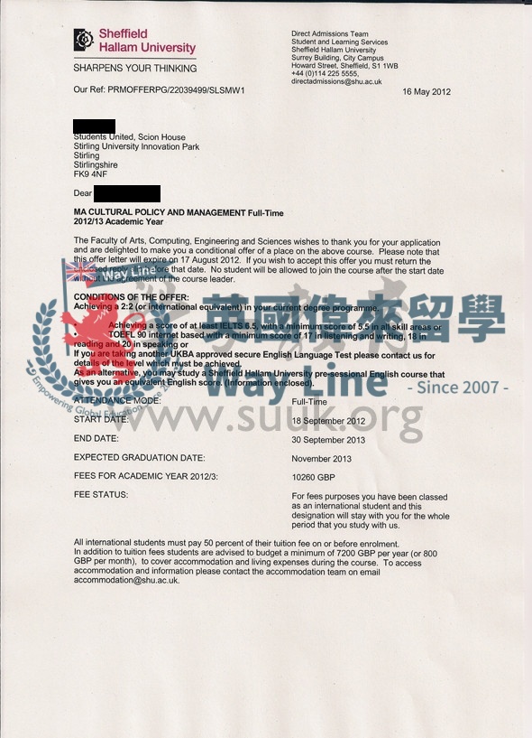 英國謝菲爾德哈雷姆大學文化政策和管理學碩士