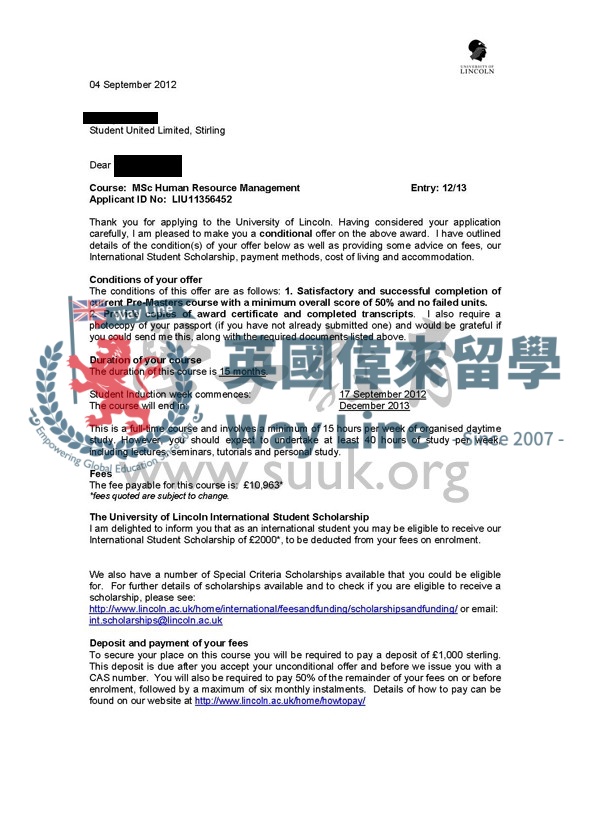 英國林肯大學人力資源管理學碩士