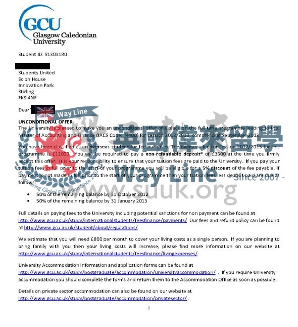 英國格拉斯哥喀裏多尼亞大學會計和金融學碩士