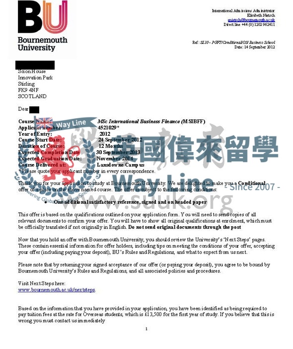 英國伯恩茅斯大學國際商務金融學碩士