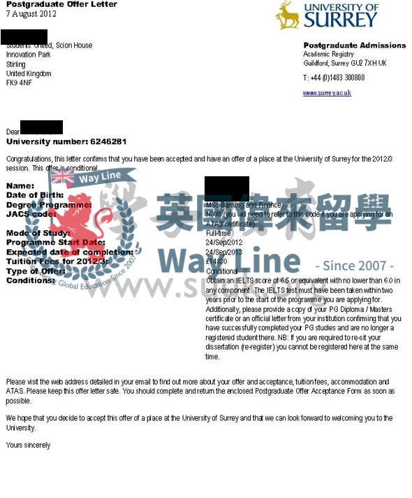 英國薩里大學銀行和金融學碩士