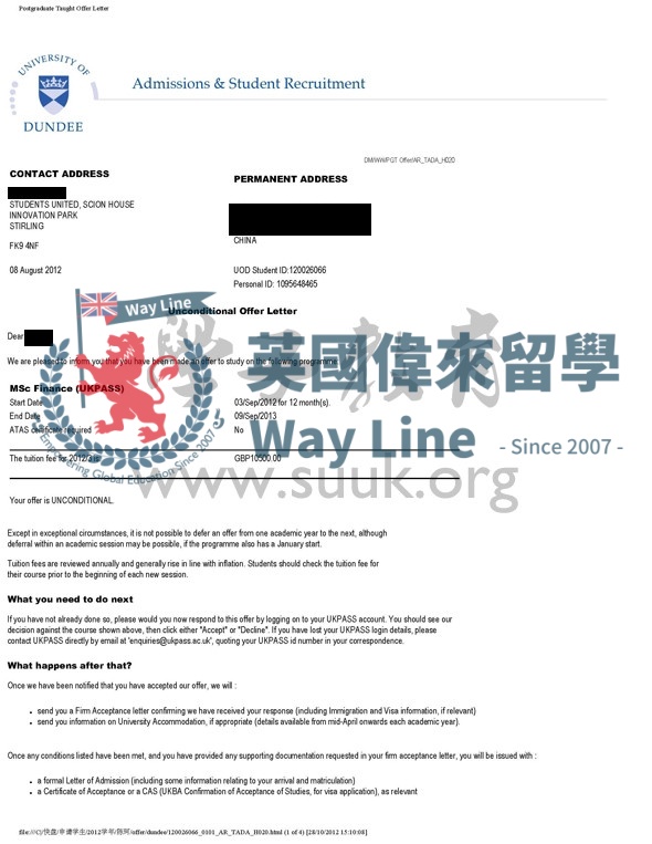 英國鄧迪大學金融學碩士