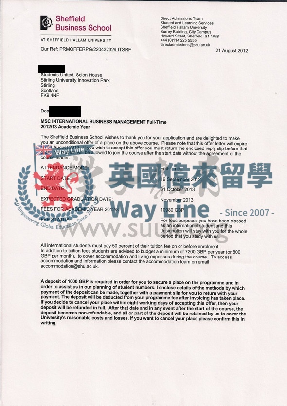 英國謝菲爾德哈雷姆大學國際商務管理學碩士