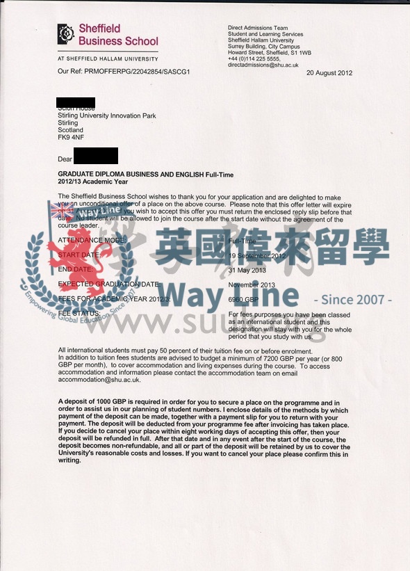 英國謝菲爾德哈雷姆大學商務英語學碩士預科