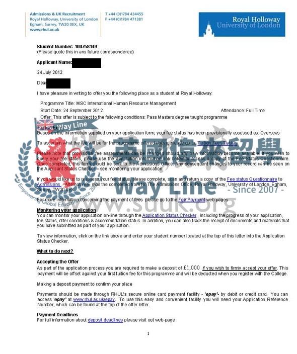 英國皇家霍洛威倫敦大學國際人力資源管理學碩士