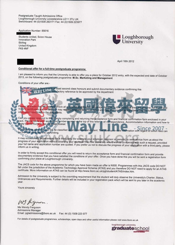 英國拉夫堡大學市場和管理學碩士