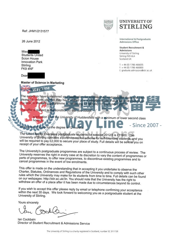 英國斯特林大學市場學碩士