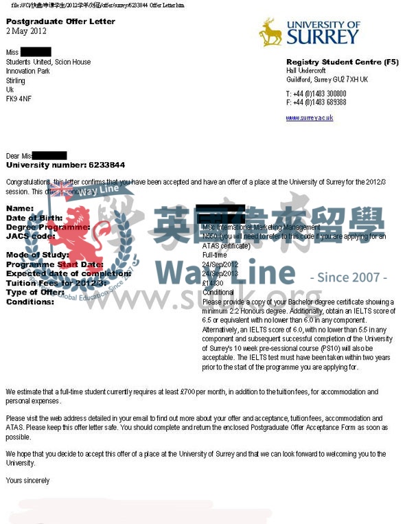 英國薩里大學國際市場管理學碩士