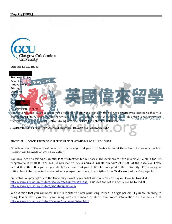 英國格拉斯哥卡里多尼亞大學管理學碩士