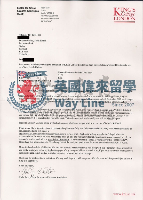 英國倫敦大學國王學院金融數學碩士