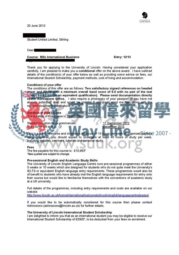 英國林肯大學國際商務學碩士