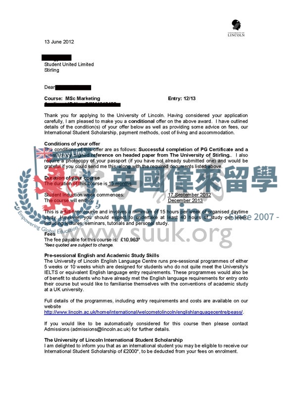 英國林肯大學市場學碩士