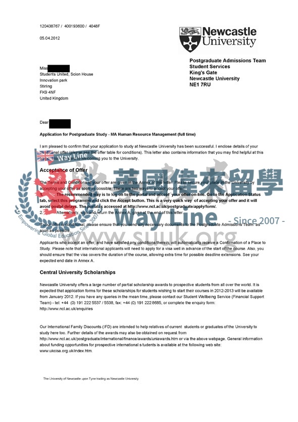 英國紐卡斯爾大學人力資源管理碩士