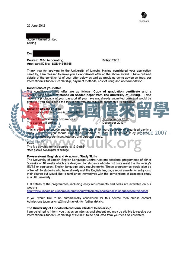 英國林肯大學會計學碩士