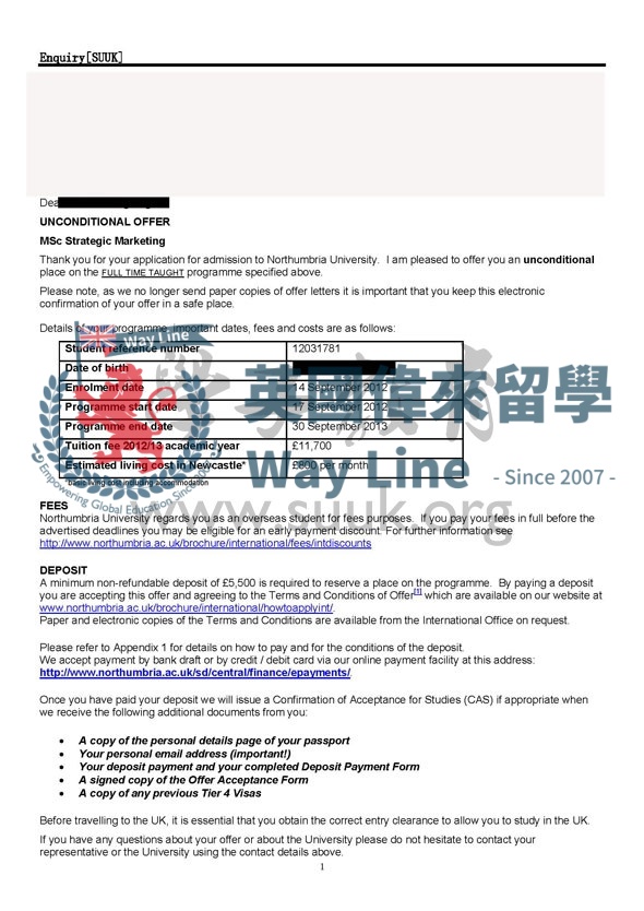 英國諾桑比亞大學戰略營銷碩士