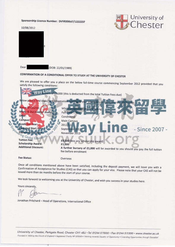 英國切斯特大學管理與營銷碩士