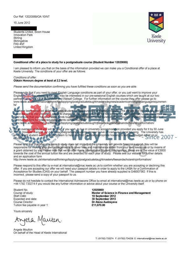 英國基爾大學學財務和管理碩士